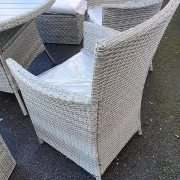 9 seater luxury set of garden furniture in grey rattan
