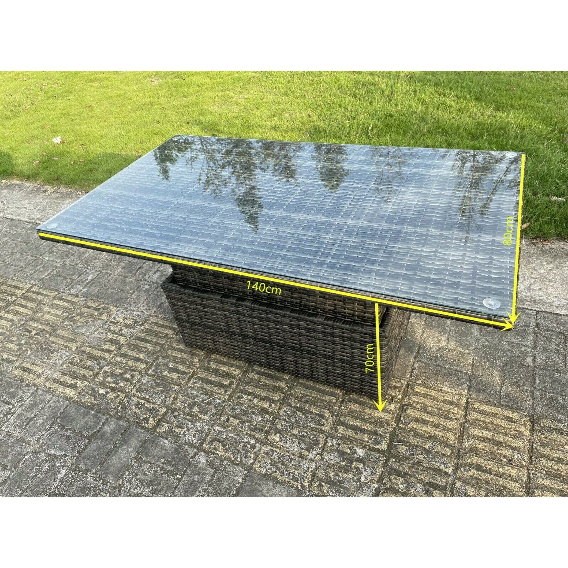 Wicker Rattan Garden Furniture Raised Table Setting Footrest Dark Grey Mix