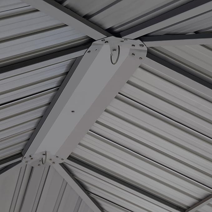 TOOLPORT Garden gazebo 3x4 m hardtop steel roof, 4 side panels in grey, poles 9x9cm